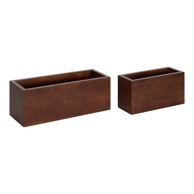 14" x 5" (Set of 2) Domio Hanging Pocket Organizer Set Dark Brown - Kate & Laurel All Things Decor