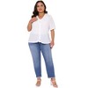 Agnes Orinda Women's Plus Size Short Sleeve Sheer Crewneck Button Down Knitted Casual Cardigan - 3 of 4