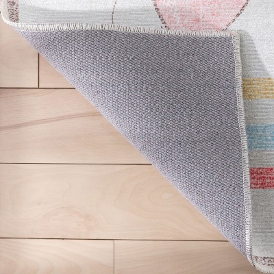 Kids Rainbow Hopscotch Playmat Rug 5' x 7' Synthetic