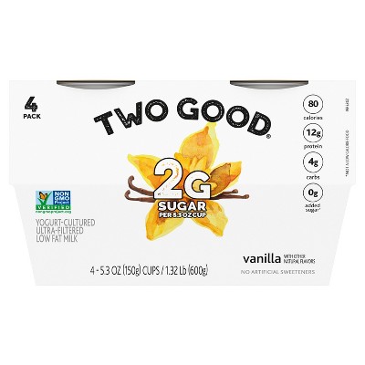 Two Good Low Fat Lower Sugar Vanilla Greek Yogurt - 4ct/5.3oz Cups_4