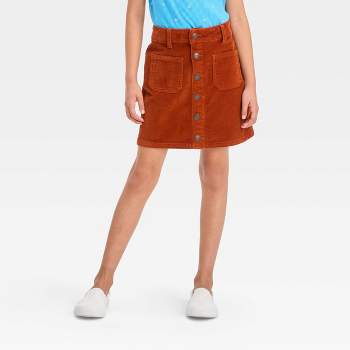 Girls' Button-Front Corduroy Skirt - Cat & Jack™ Orange