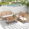 Tangkula 4 PCS Wood Patio Conversation Set Patio Furniture Set w/Seat Cushions Sturdy Acacia Wood Frame - 4 of 4