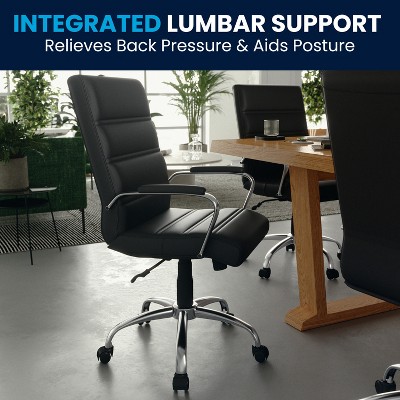 Sleek Mid-Back Black LeatherSoft Swivel Executive Office Chair