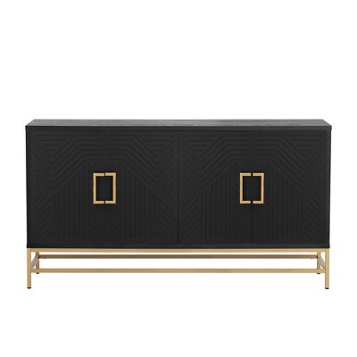 OUTSUPPLY Retro Sideboard Buffet Cabinet with Adjustable Shelves, Metal Handles & Legs for Kitchen, Dining & Living Room