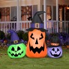 Gemmy Airblown Inflatable Whimsical Pumpkin Trio w/Hats Scene, 4.5 ft Tall, Multi - 2 of 2