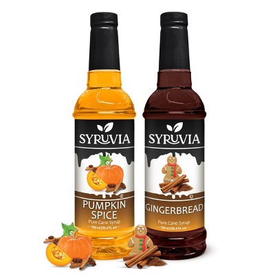 Syruvia Variety Pack - Pumpkin Spice & Gingerbread Syrup 25.4 Fl oz (2-Pack)