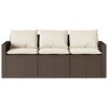 vidaXL Patio Sofa with Cushions 3-Seater Brown Poly Rattan - 4 of 4