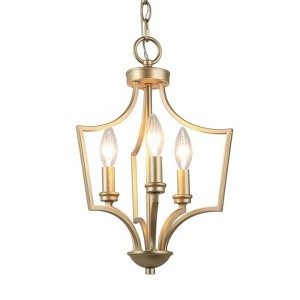 LNC Stereo 3-Lights 11.8" Modern Lantern Pendant  Lights, Matte Gold - 1 of 4