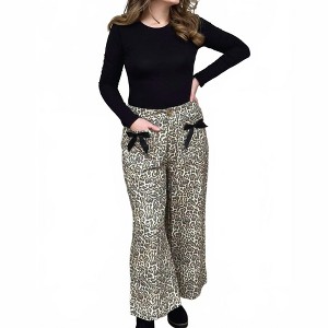 Women's Wild Side Leopard Print Denim Wide Leg Pants - Jodifl - 1 of 4