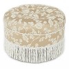 PAGED 24 Inch Round Ottoman, Modern Vanity Chair Footrest Ottoman with Wooden Frame and Tassel for Living Room, Bedroom - 3 of 4