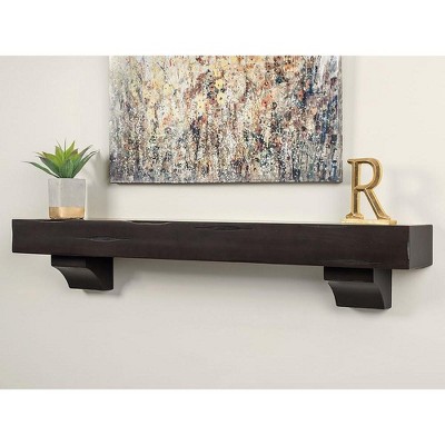 Breckenridge Espresso Rustic 60" Distressed Wood Mantel Shelf