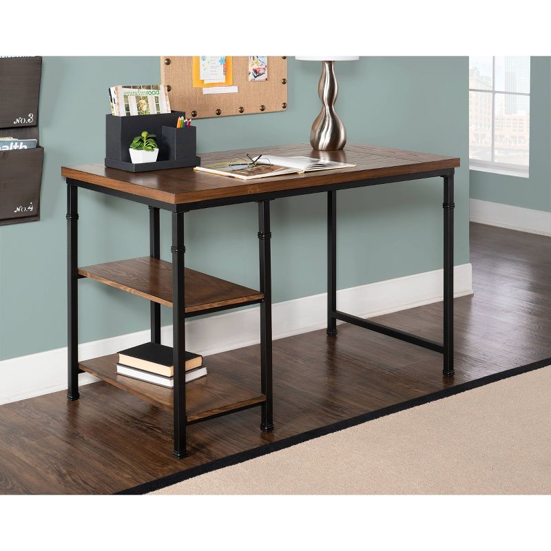 Austin Industrial 2 Shelf Desk Brown - Linon, 2 of 11
