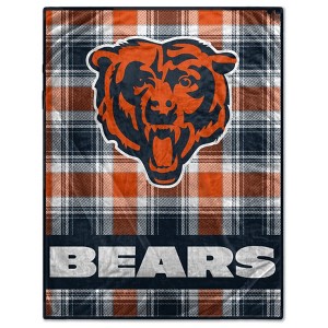 NFL Chicago Bears Plaid Oversized Ultra Cozy Throw Blanket - 1 of 3