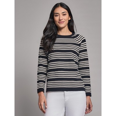 Jones New York Stripe Crew Neck Raglan Sweater