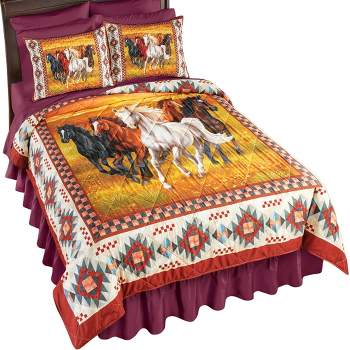 Collections Etc Southwest Running Horses 3-Piece Comforter Set