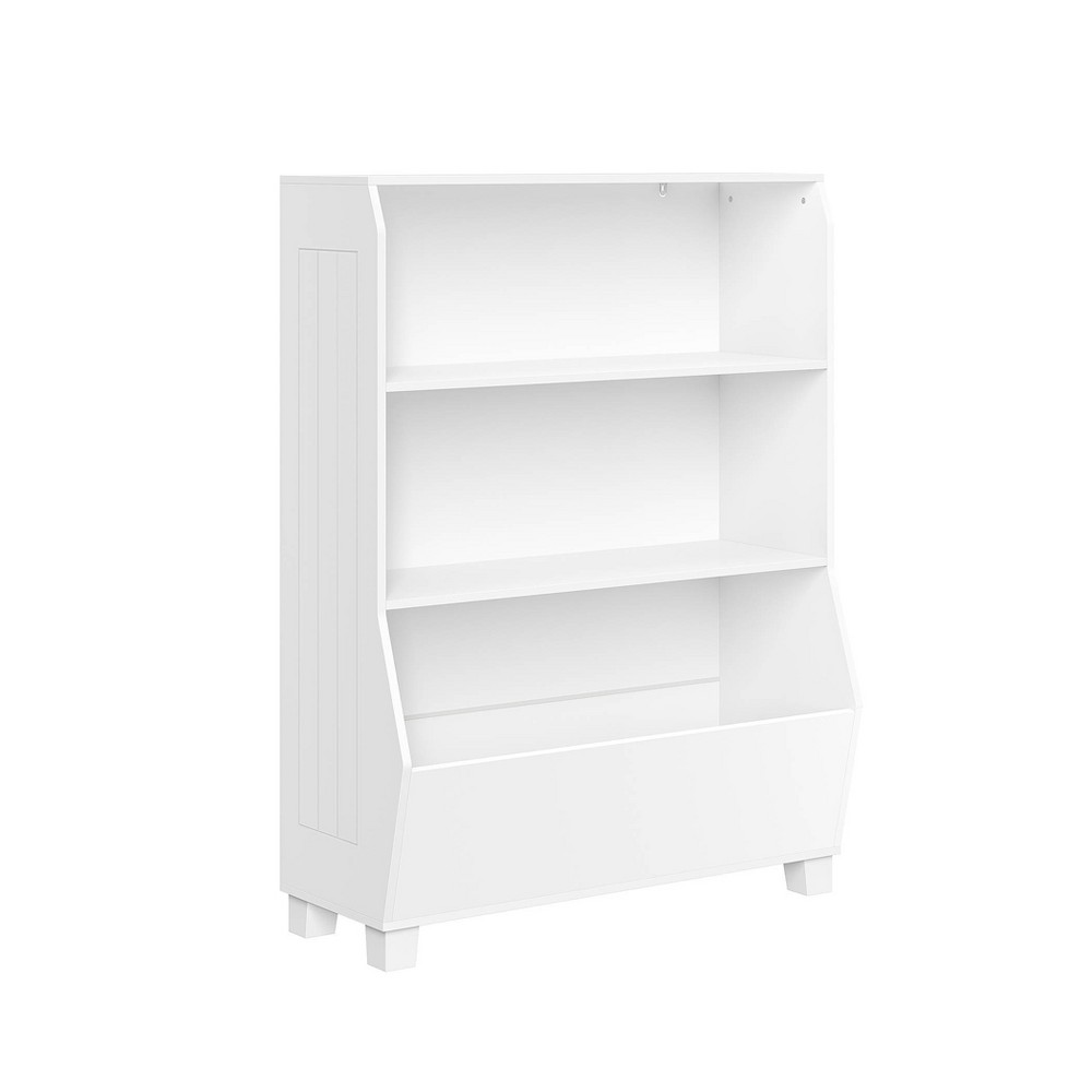 RiverRidge Kids' 34" Playroom Bookshelf with Veggie Bin Organizer and 2 Open Toy Storage Shelves: Toy Organization Furniture, MDF, White