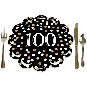 Big Dot of Happiness Adult 100th Birthday - Gold - Birthday Party Round Table Decorations - Paper Chargers - Place Setting For 12 - 1 of 4