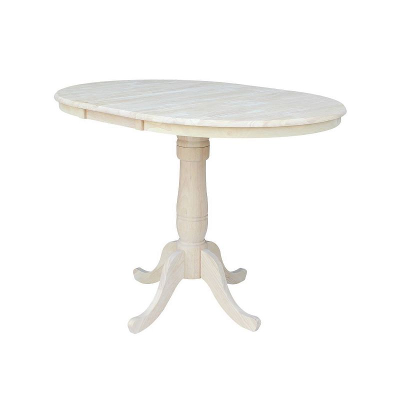 36" Round Extendable Table with 12" Drop Leaf Unfinished - International Concepts, 5 of 11
