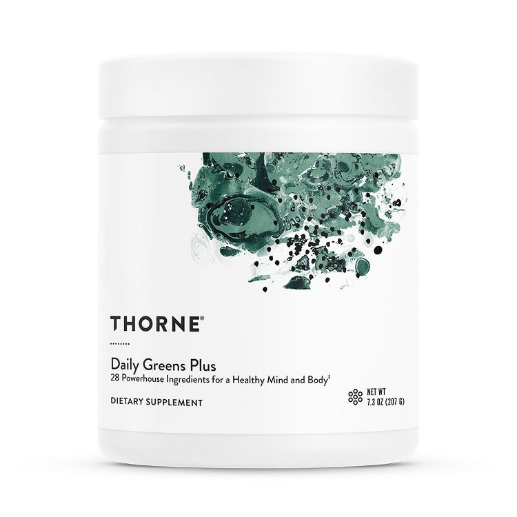 THORNE Daily Greens Plus - Comprehensive Greens with Matcha, Spirulina, Moringa and Adaptogen, Mushroom and Antioxidant  - Mint - 7.2 Oz - 30 Servings, 1 of 8