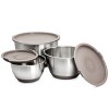 Gibson 3 Piece Stainless Steel Mixing Bowl Set with Lids in Taupe - 3 of 4