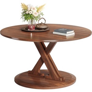 Tribesigns Modern 31.5-inch Round Coffee Table with X-shaped base for Home - 1 of 4