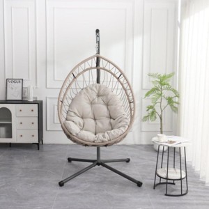 Hanging Chair With Stand, Patio Egg-Shaped Swing Chair With Cushion, Indoor Rocking Chair, Outdoor Hammock Egg-Shaped Chair-Cuddlewood - 1 of 4