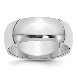 Black Bow Jewelry 8mm Rhodium Plated Sterling Silver Half Round Standard Fit Band - 1 of 4