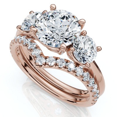 Pompeii3 Certified 2 1/2Ct Athena Engagement & Wedding Ring Set 14k Gold or Pt Lab Created