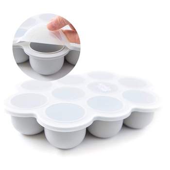 KeaBabies Prep Silicone Baby Food Freezer Tray with Clip-On Lid, 2oz x 10 Silicone Freezer Molds, BPA-Free Baby Food Storage - Chai Latte