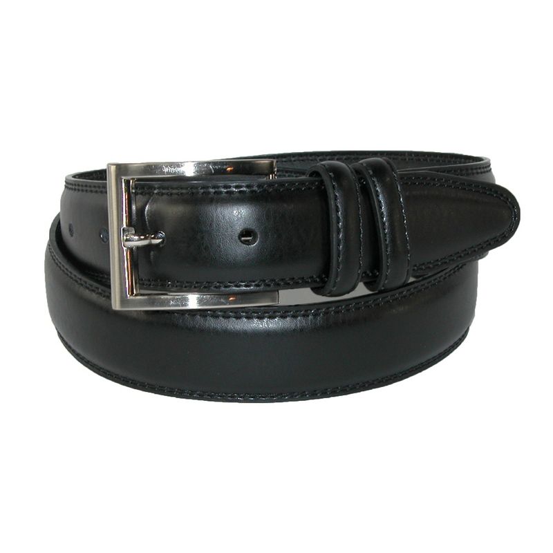 Aquarius Men's Big & Tall Leather Padded Belt with Satin Buckle, 1 of 3