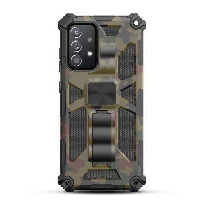 MyBat Sturdy Hybrid Protector Cover Case (with Stand) Compatible With Samsung Galaxy A52 5G - Green Camouflage / Black