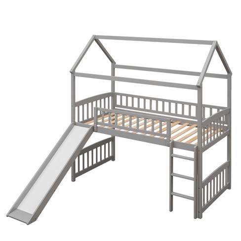 Twin Size Loft House Bed With Slide Gray-modernluxe : Target