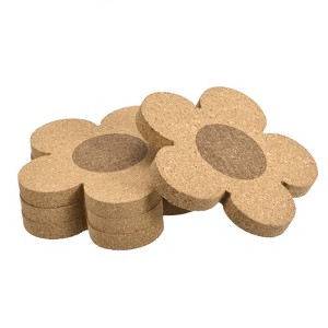 Unique Bargains Thickened Cork Flower Shaped Coasters for Tableware - 1 of 4