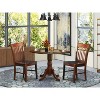 HomeStock 3-Piece Round Mahogany Finish Solid Wood Top Dining Table with 2-Chairs - 2 of 4