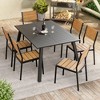 Crestlive Products Outdoor Stackable Dining Chair Armless Patio Chair Set of 2 Aluminum Frame with Wood Plastic Composite Seat and Back - 4 of 4