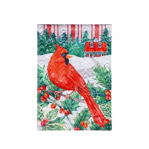 Evergreen Garden Flag Cardinal Holiday Farmhouse  Moire Double Sided Indoor Outdoor Decor 18" x 12.5" - 1 of 2