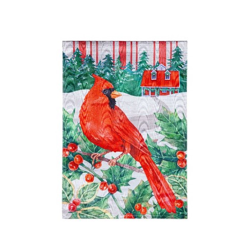 Evergreen Garden Flag Cardinal Holiday Farmhouse  Moire Double Sided Indoor Outdoor Decor 18" x 12.5" - image 1 of 2