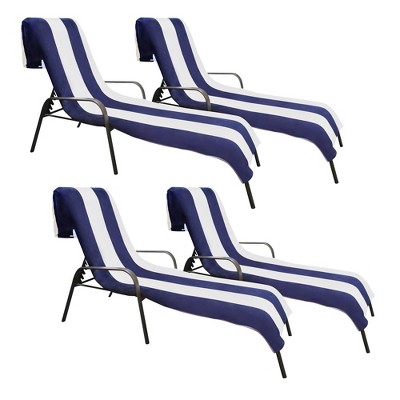 Cabana Striped Cotton Standard Size Towel/ Chaise Lounge Chair Cover Set by Blue Nile Mills