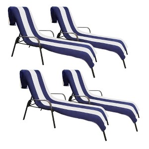 Cabana Striped Cotton Standard Size Towel/ Chaise Lounge Chair Cover Set by Blue Nile Mills - 1 of 4