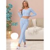 INSPIRE CHIC Women's Long Sleeve Full Length Solid Flounce Pajama Set Lounge Set - 3 of 4
