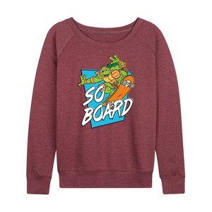 Women's - Teenage Mutant Ninja Turtles - So Board Lightweight French Terry Wide Neck Long Sleeve Shirt - 1 of 4