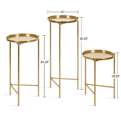 Ulani Gold Round Metal Nesting Accent Table Set