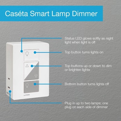 Lutron White Wireless Smart Lamp Dimmer with Voice Control