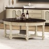 OUTSUPPLY Oval Coffee Table, Cocktail Table with Drawer & Shelf, Antique Distressed Finish for Living Room - 4 of 4