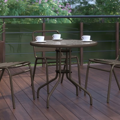 Contemporary 57'' Bronze and Clear Glass Round Dining Table