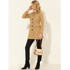 Allegra K Women's Peter Pan Collar Flap Pocket Single Breasted Buttoned Long Coat - 3 of 4
