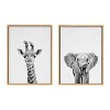(Set of 2) Sylvie Baby Giraffe Elephant Framed Canvas by Simon Te - Kate & Laurel All Things Decor - 2 of 4