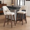 YOUNIKE Counter Height Bar Stool 26 Inch Modern Farmhouse Barstools with Solid Wood Legs Upholstered Bar Height Chair Boucle Fabric - 2 of 4