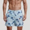 Anna-Kaci Swim Men's Quick-Dry Swim Trunks with Tropical Palm Tree Print and Elastic Drawstring Waist for Beach and Pool Comfort - 4 of 4