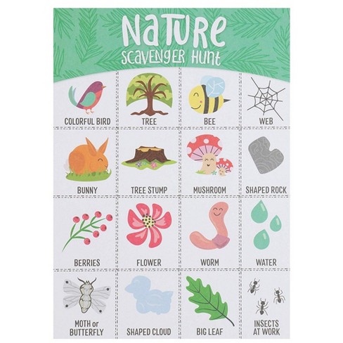 Juvale 50x Nature Scavenger Hunt Game Hunt Set For Kids Childrens Outdoor Game Cards Target